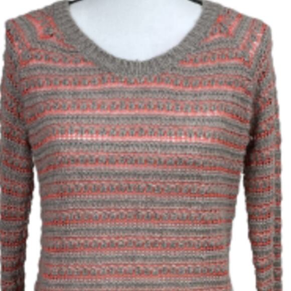 Splendid Hudson Wool Blend Orange Stripe Pullover Size Medium - Picture 7 of 12